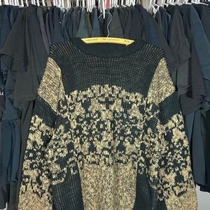 Vintage‎ 90s grandpa core cottage core Black and cream sweater Size XL